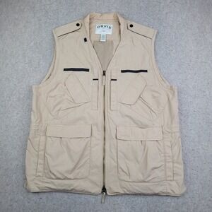 Orvis Fishing‎ Vest Men XL Tan Brown Tactical Hunting Fly Khaki Safari Adult